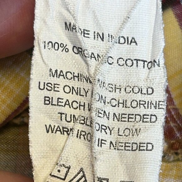 PrAna Shirt Mens Small Pearl Snap Plaid Short Sleeve Brown Yellow Maroon Casual - Picture 8 of 12